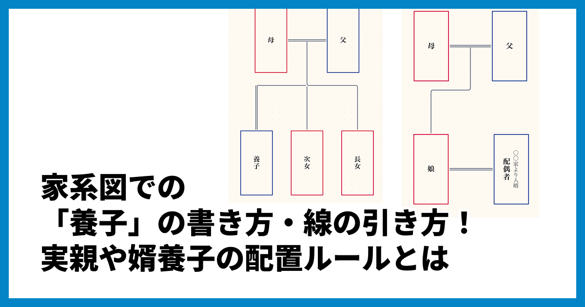 家系図での「養子」の書き方・線の引き方を徹底解説!実親や婿養子の配置ルールとは